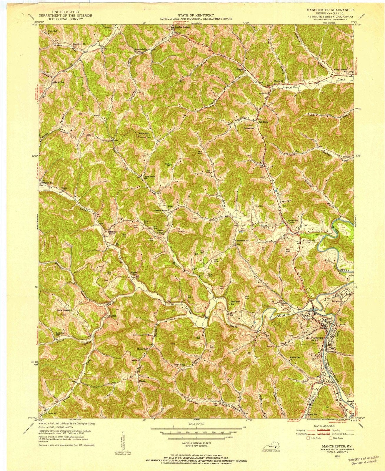 1952 Manchester, KY - Kentucky - USGS Topographic Map