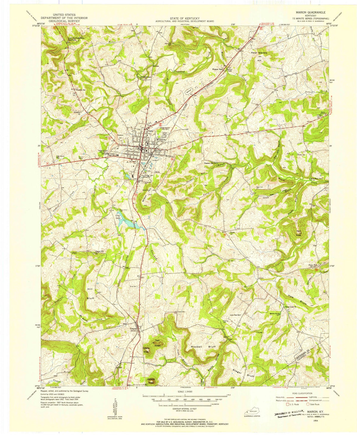 1954 Marion, KY - Kentucky - USGS Topographic Map