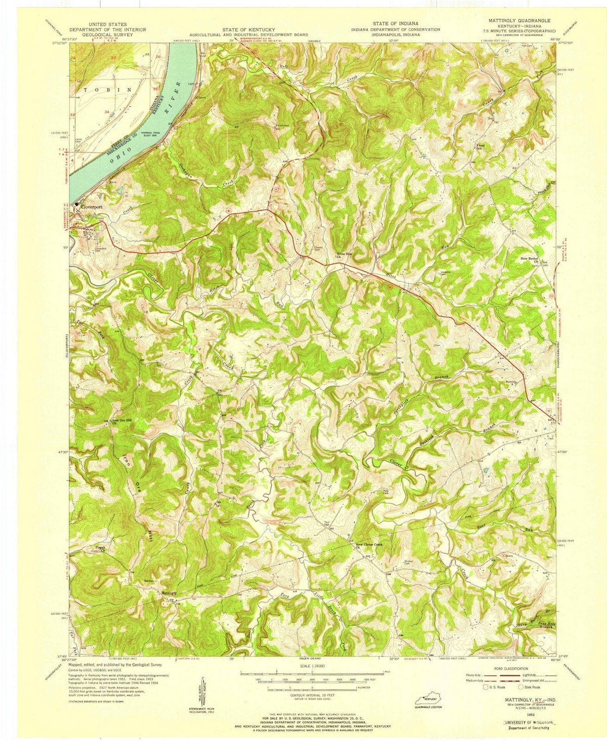 1953 Mattingly, KY - Kentucky - USGS Topographic Map