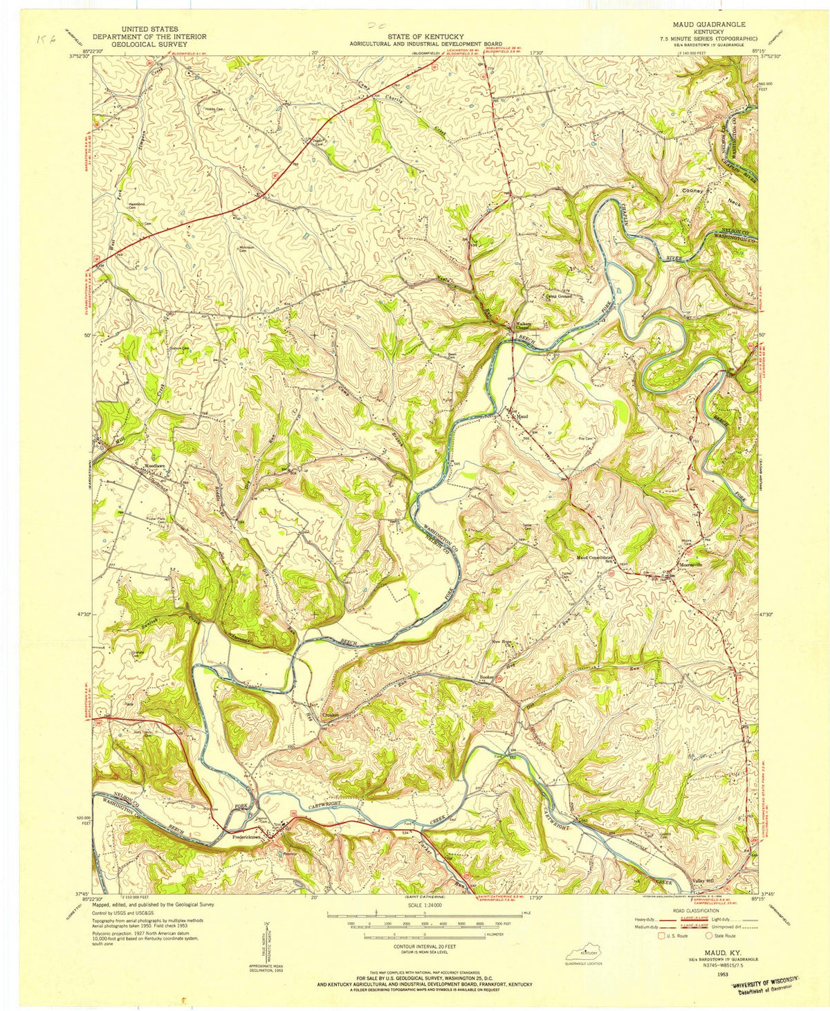1953 Maud, KY - Kentucky - USGS Topographic Map