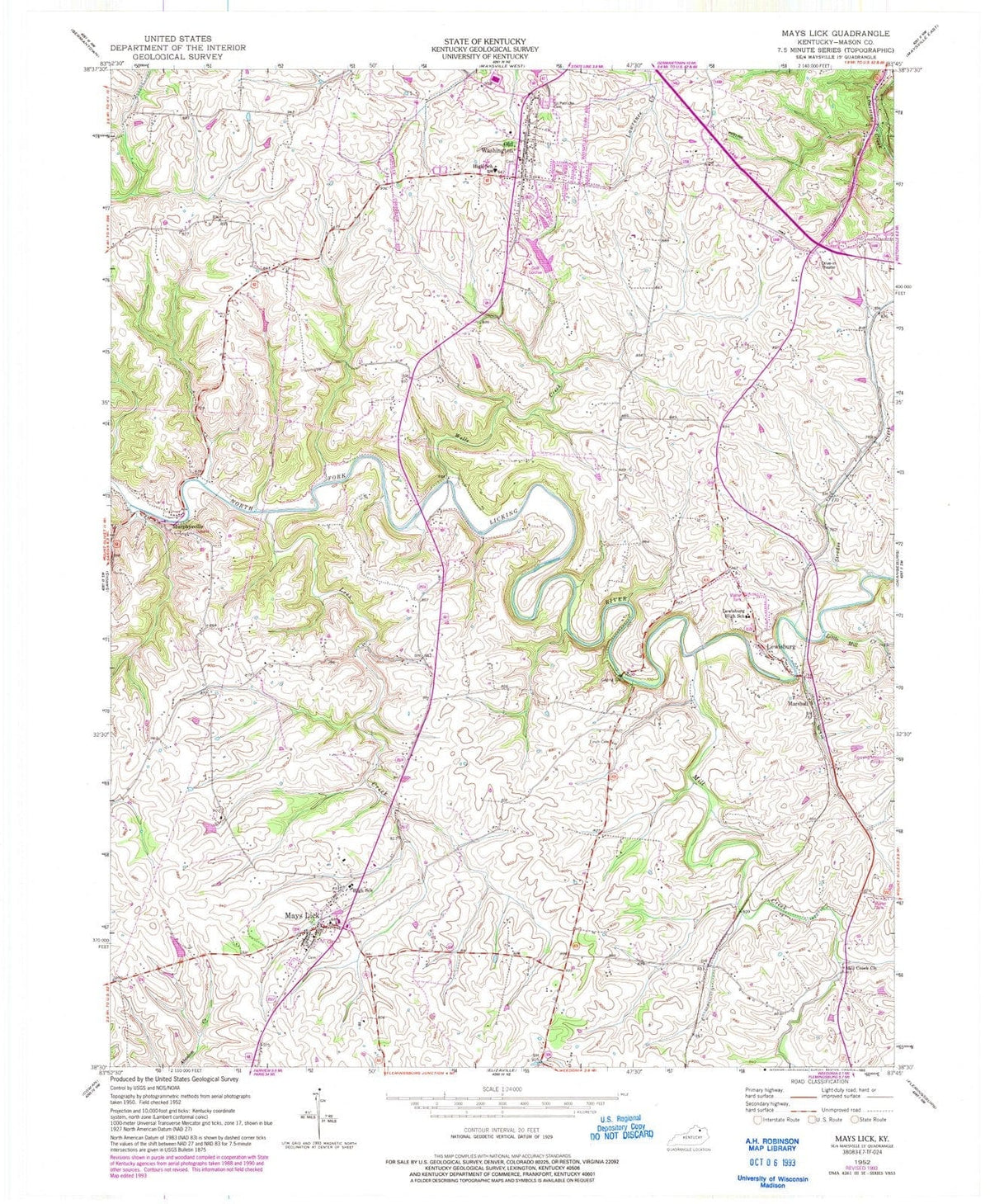 1952 Mays Lick, KY - Kentucky - USGS Topographic Map