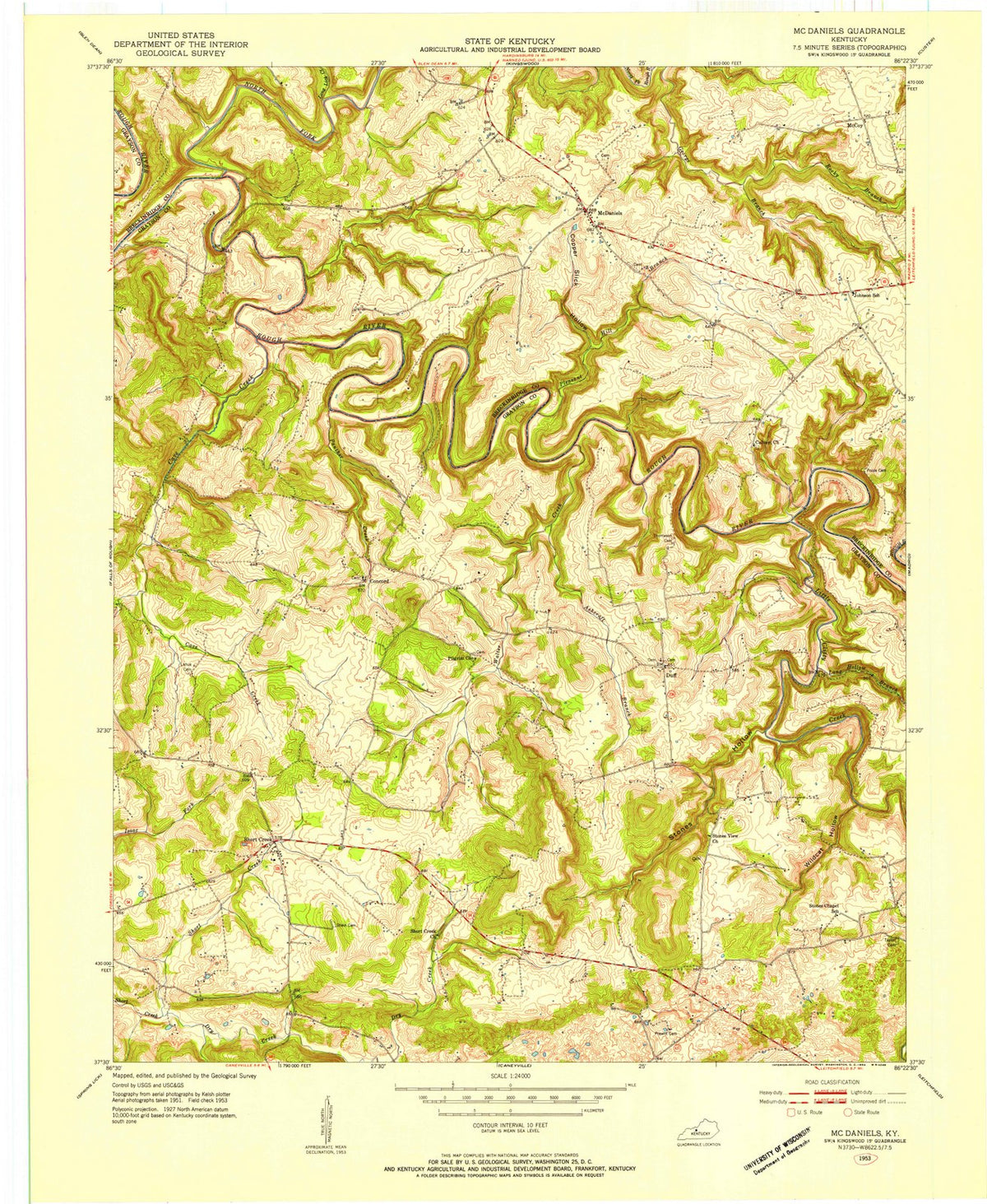 1953 Mcaniels, KY - Kentucky - USGS Topographic Map