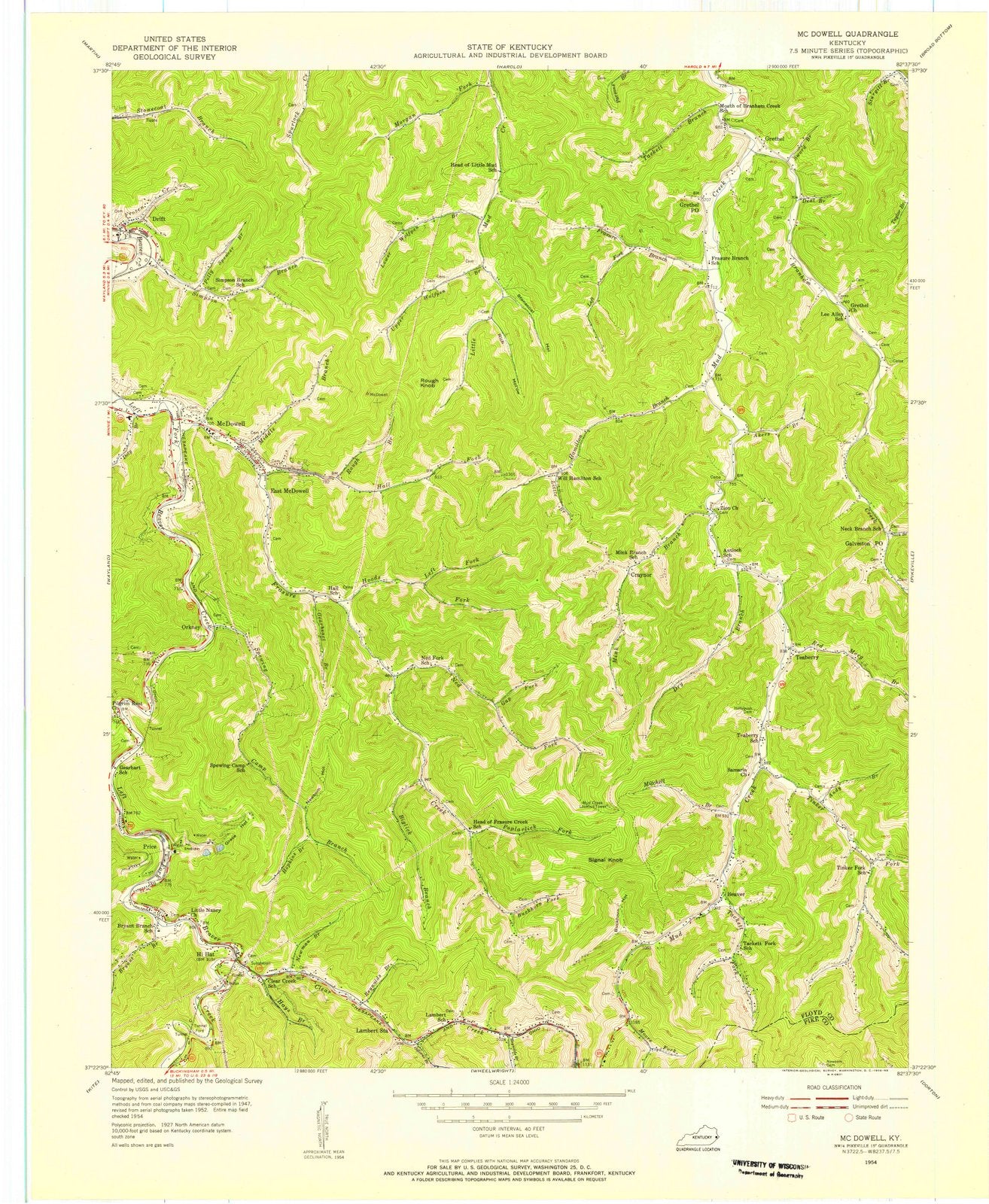 1954 Mcowell, KY - Kentucky - USGS Topographic Map