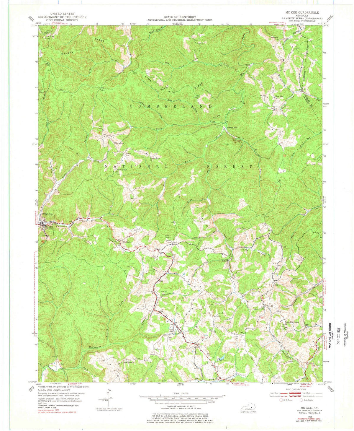 1953 Mc Kee, KY - Kentucky - USGS Topographic Map