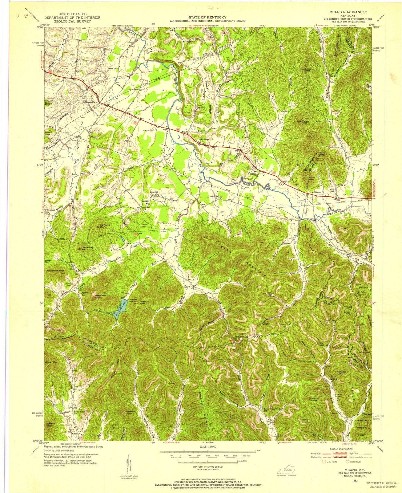 1952 Means, KY - Kentucky - USGS Topographic Map