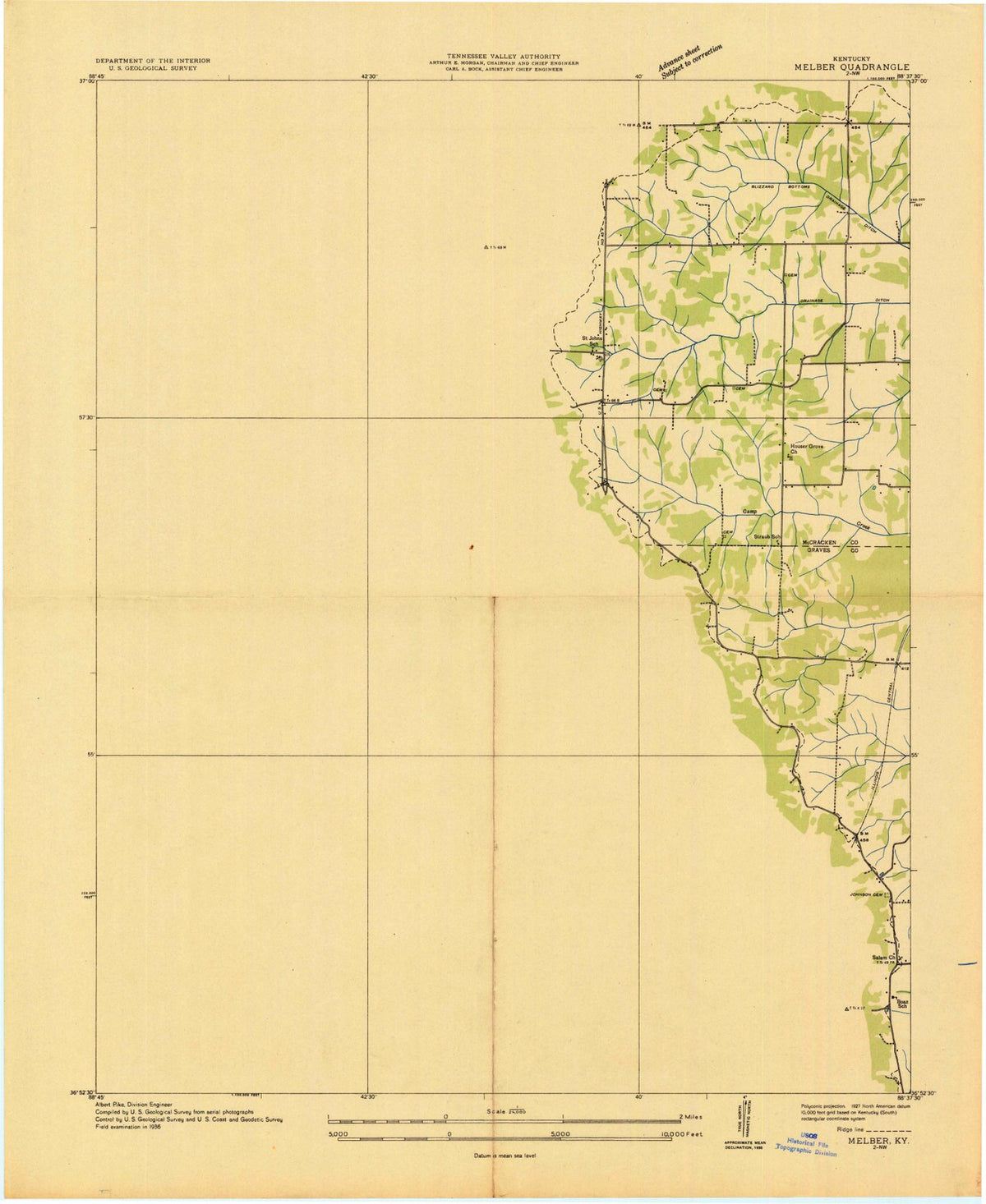 1936 Melber, KY - Kentucky - USGS Topographic Map