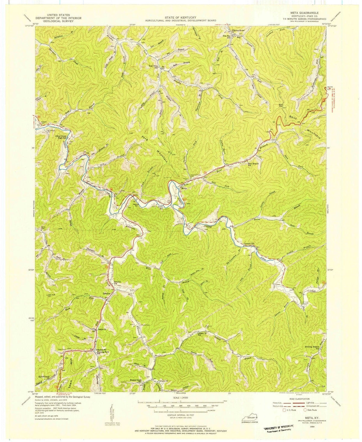 1954 Meta, KY - Kentucky - USGS Topographic Map