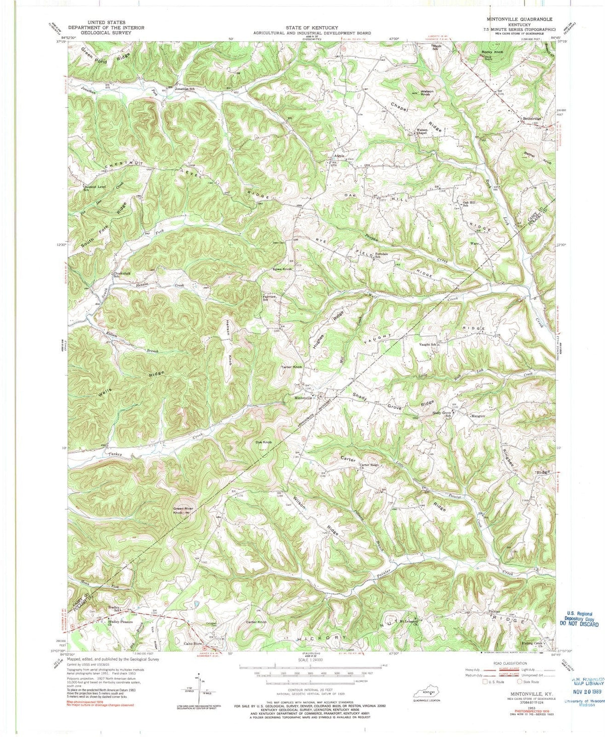 1953 Mintonville, KY - Kentucky - USGS Topographic Map