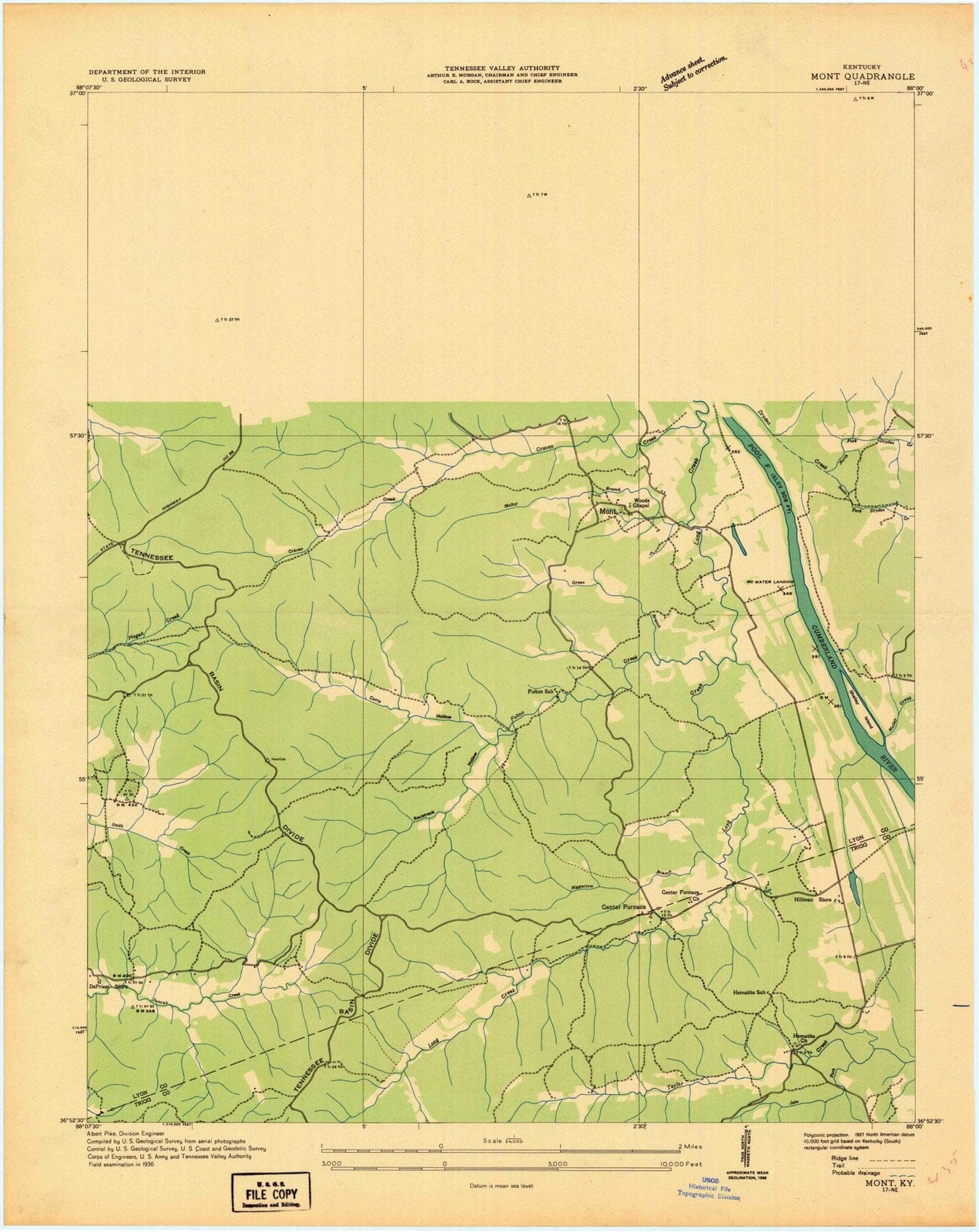 1936 Mont, KY - Kentucky - USGS Topographic Map