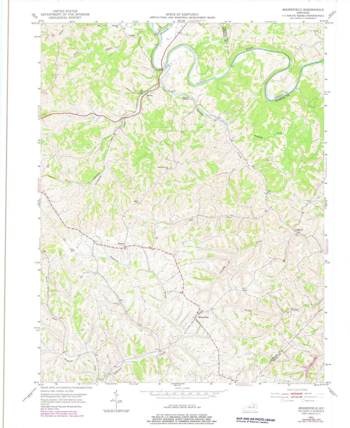 1953 Moorefield, KY - Kentucky - USGS Topographic Map
