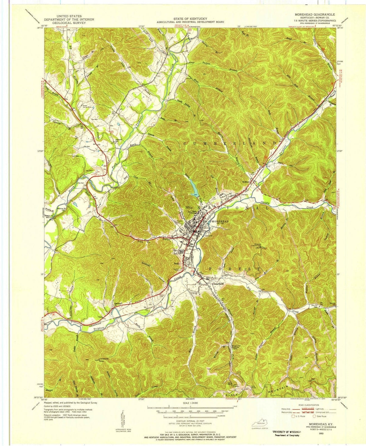 1953 Morehead, KY - Kentucky - USGS Topographic Map