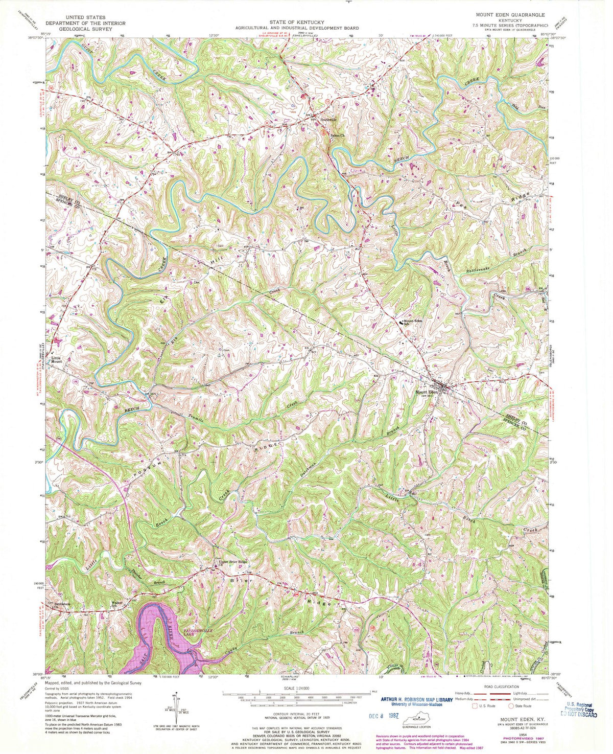 1954 Mount Eden, KY - Kentucky - USGS Topographic Map
