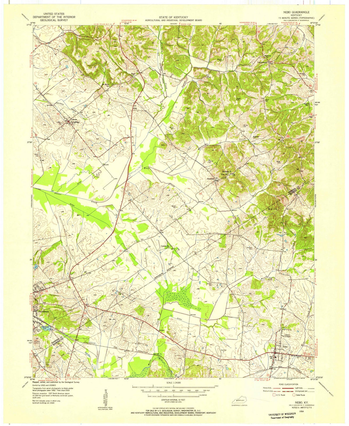 1954 Nebo, KY - Kentucky - USGS Topographic Map