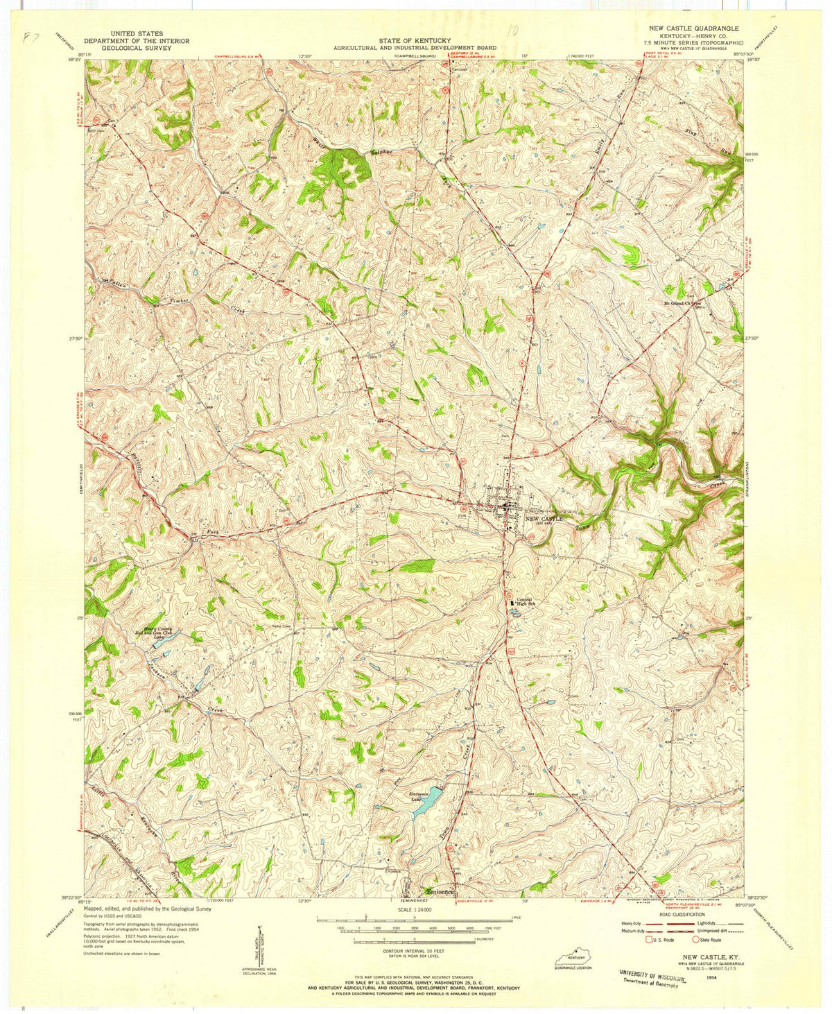 1954 New Castle, KY - Kentucky - USGS Topographic Map