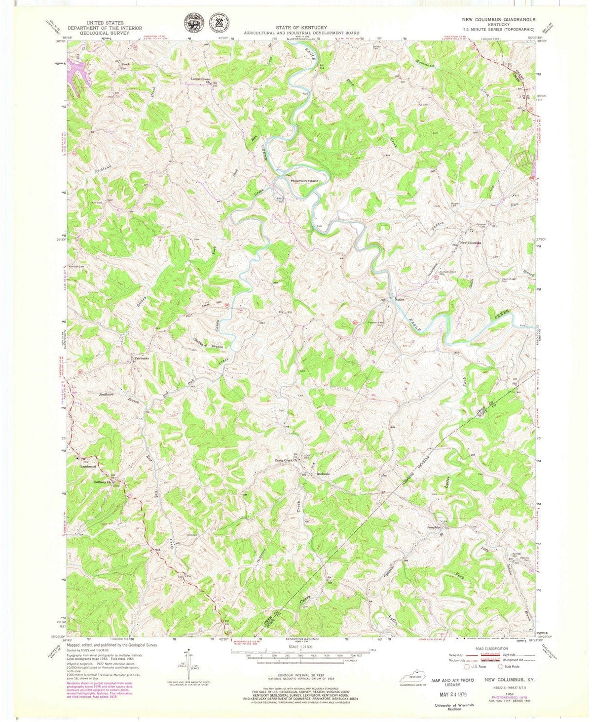 1953 New Columbus, KY - Kentucky - USGS Topographic Map