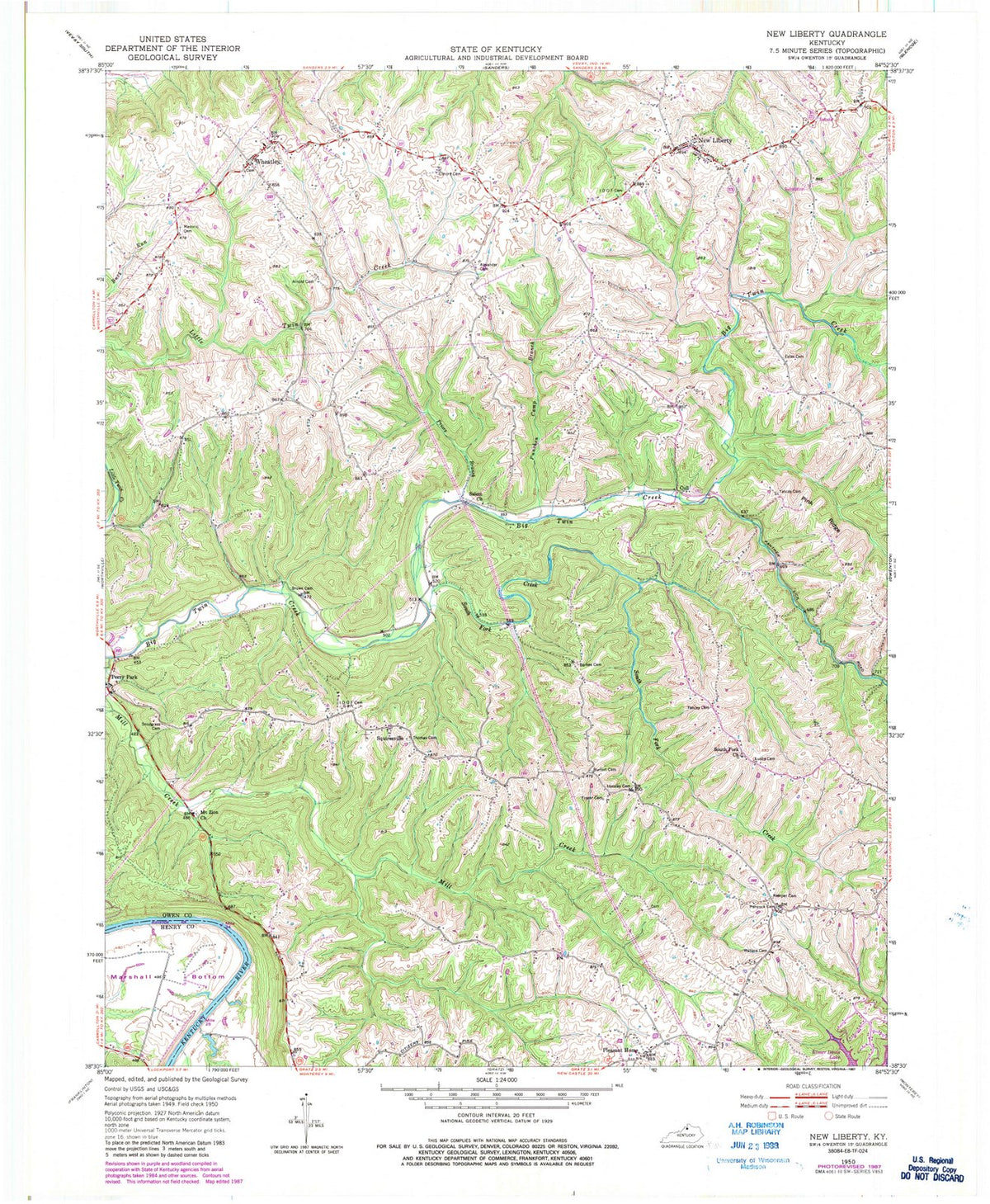 1950 New Liberty, KY - Kentucky - USGS Topographic Map