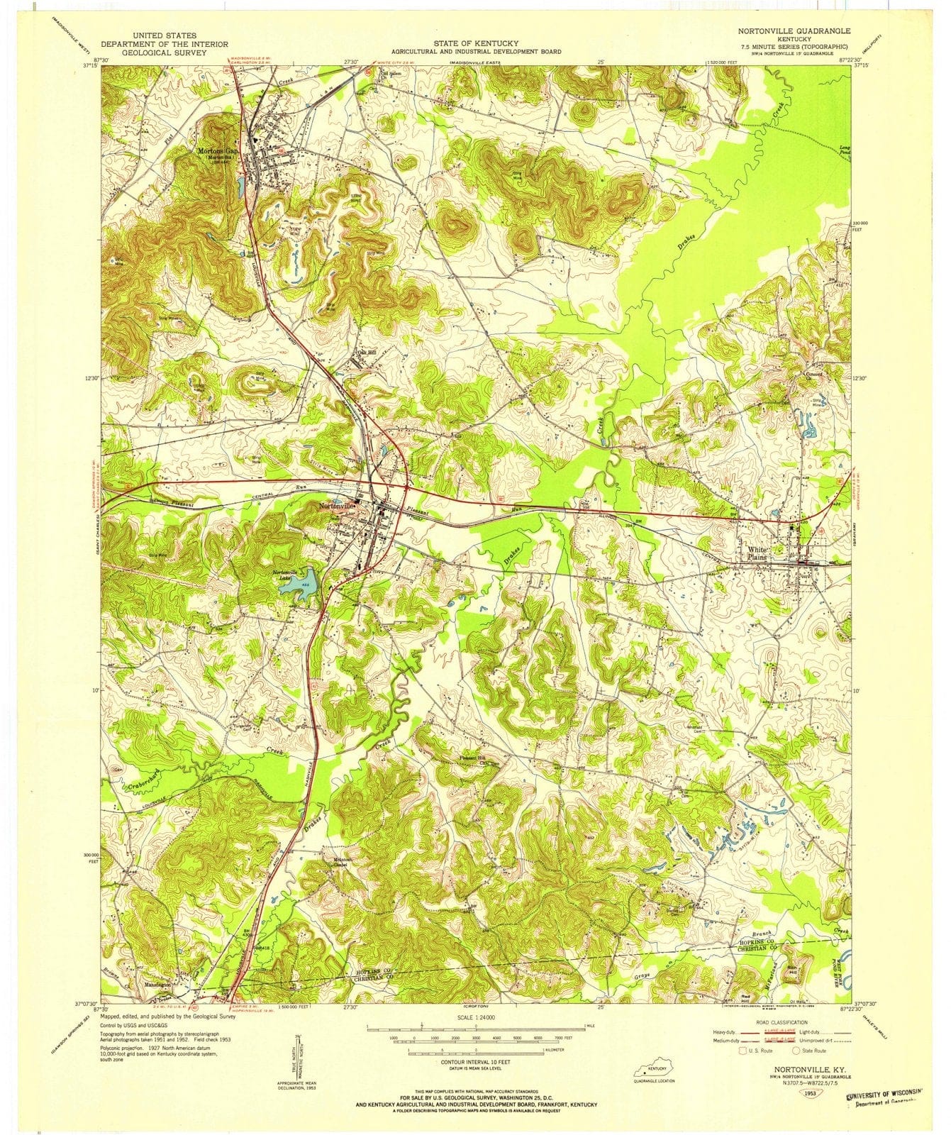 1953 Nortonville, KY - Kentucky - USGS Topographic Map