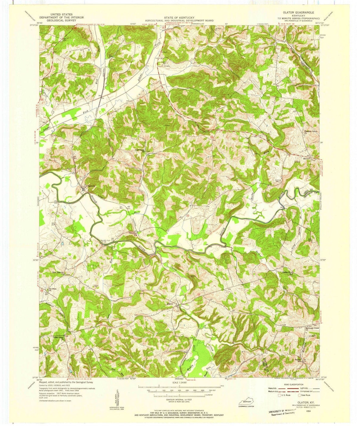 1954 Olaton, KY - Kentucky - USGS Topographic Map