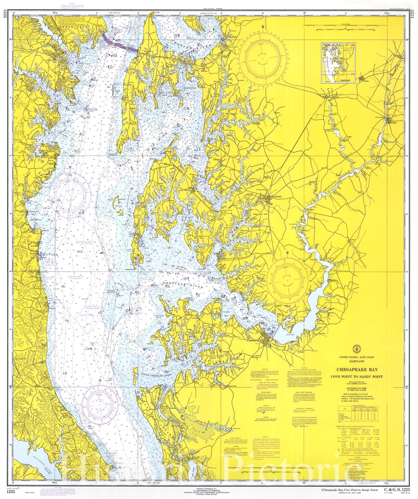 Historic Nautical Map - Chesapeake Bay - Cove Point To Sandy Point, 1971 NOAA Chart - Virginia (VA) - Vintage Wall Art