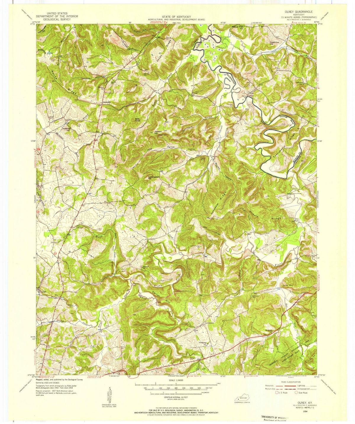 1954 Olney, KY - Kentucky - USGS Topographic Map