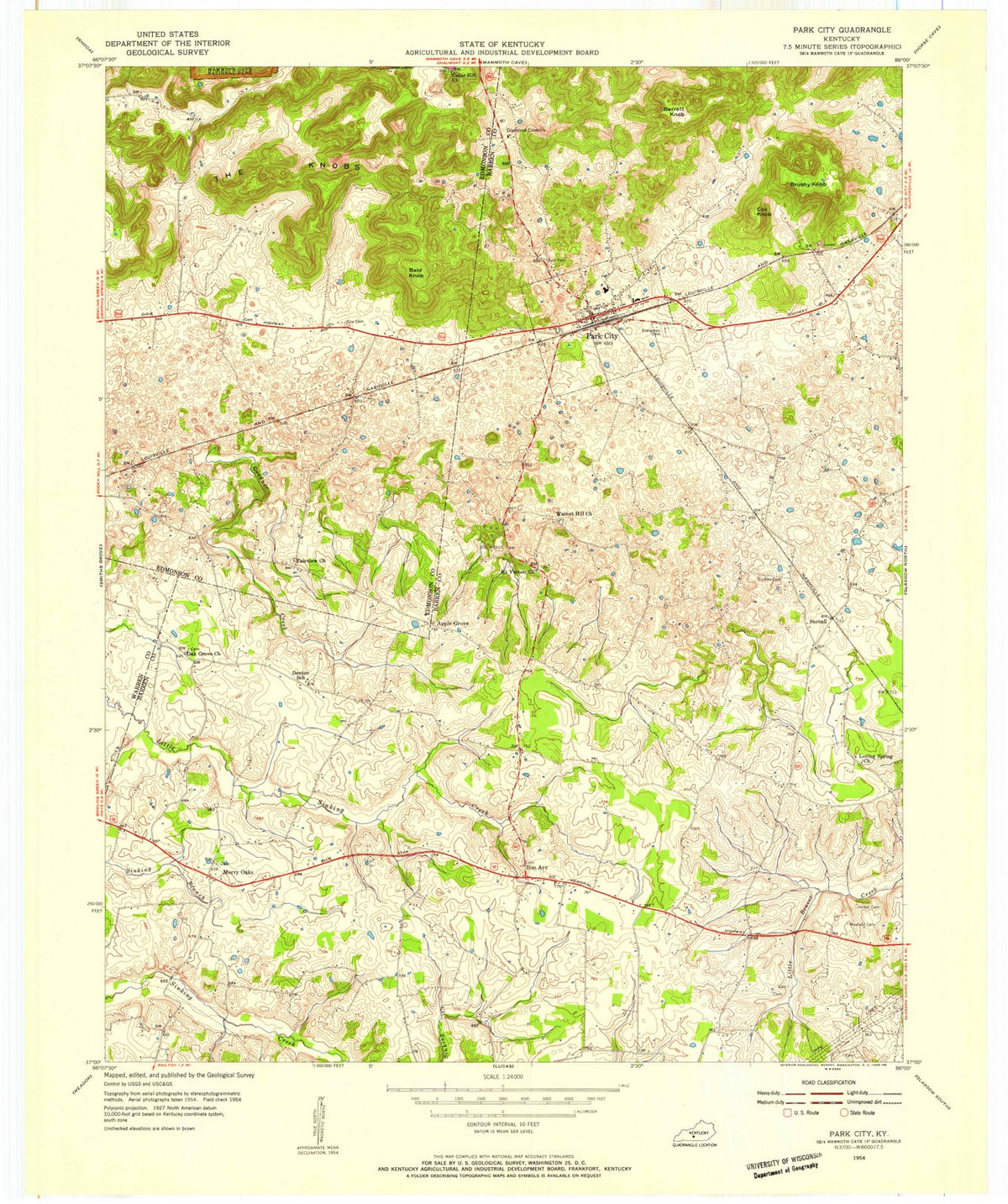 1954 Park City, KY - Kentucky - USGS Topographic Map