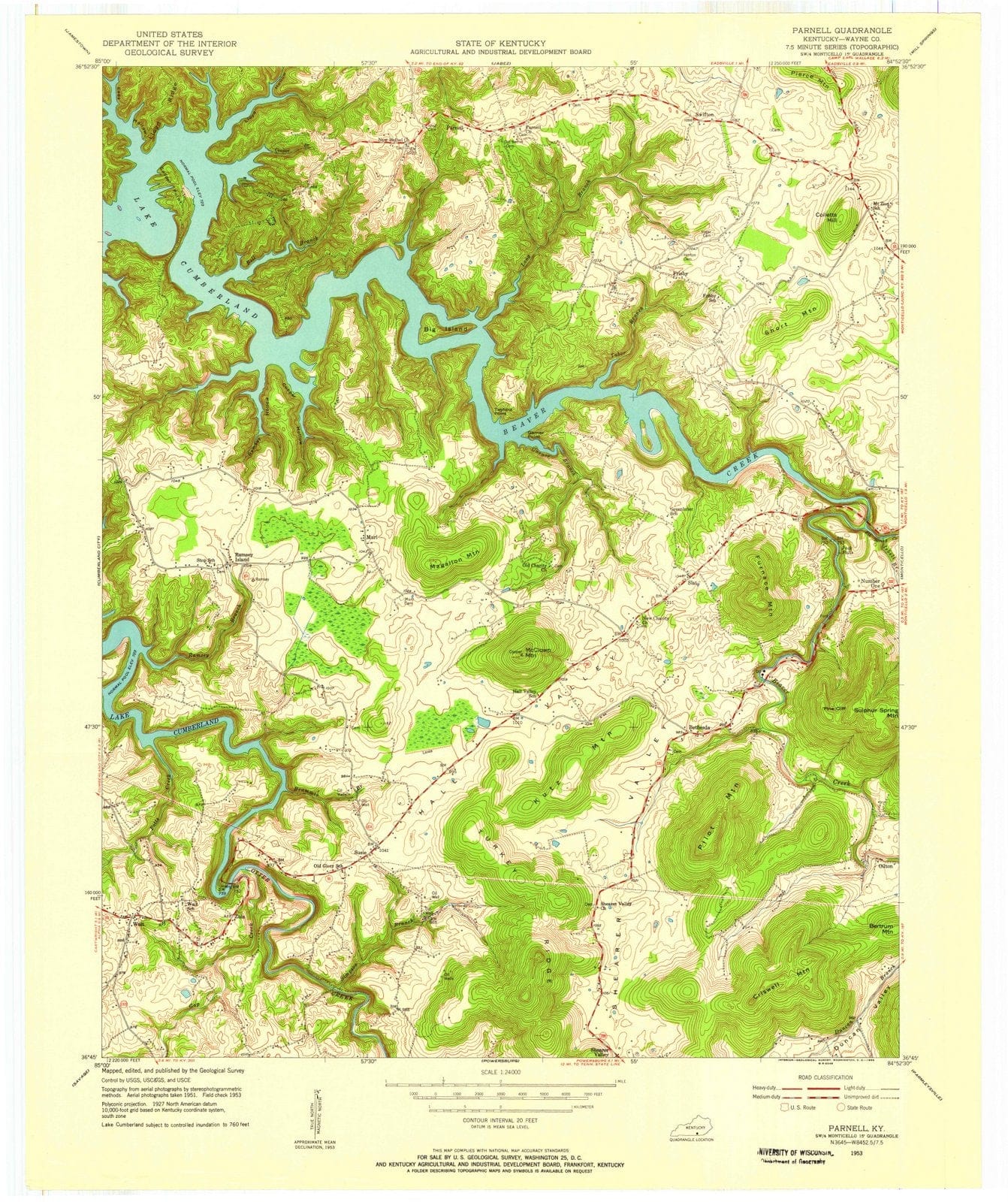 1953 Parnell, KY - Kentucky - USGS Topographic Map