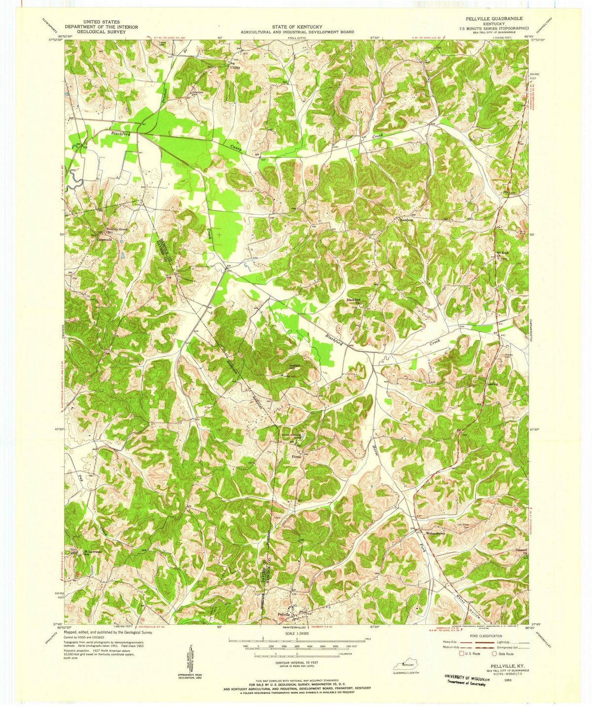 1953 Pellville, KY - Kentucky - USGS Topographic Map