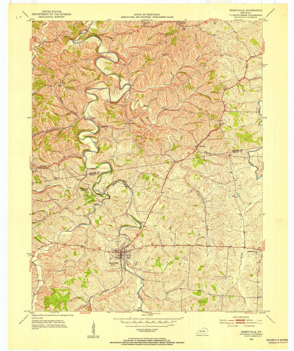 1952 Perryville, KY - Kentucky - USGS Topographic Map