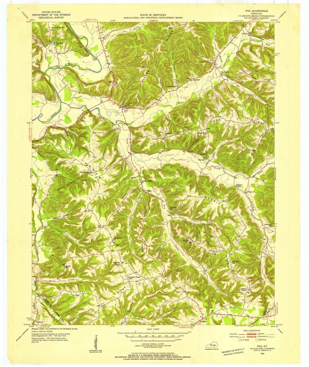 1953 Phil, KY - Kentucky - USGS Topographic Map