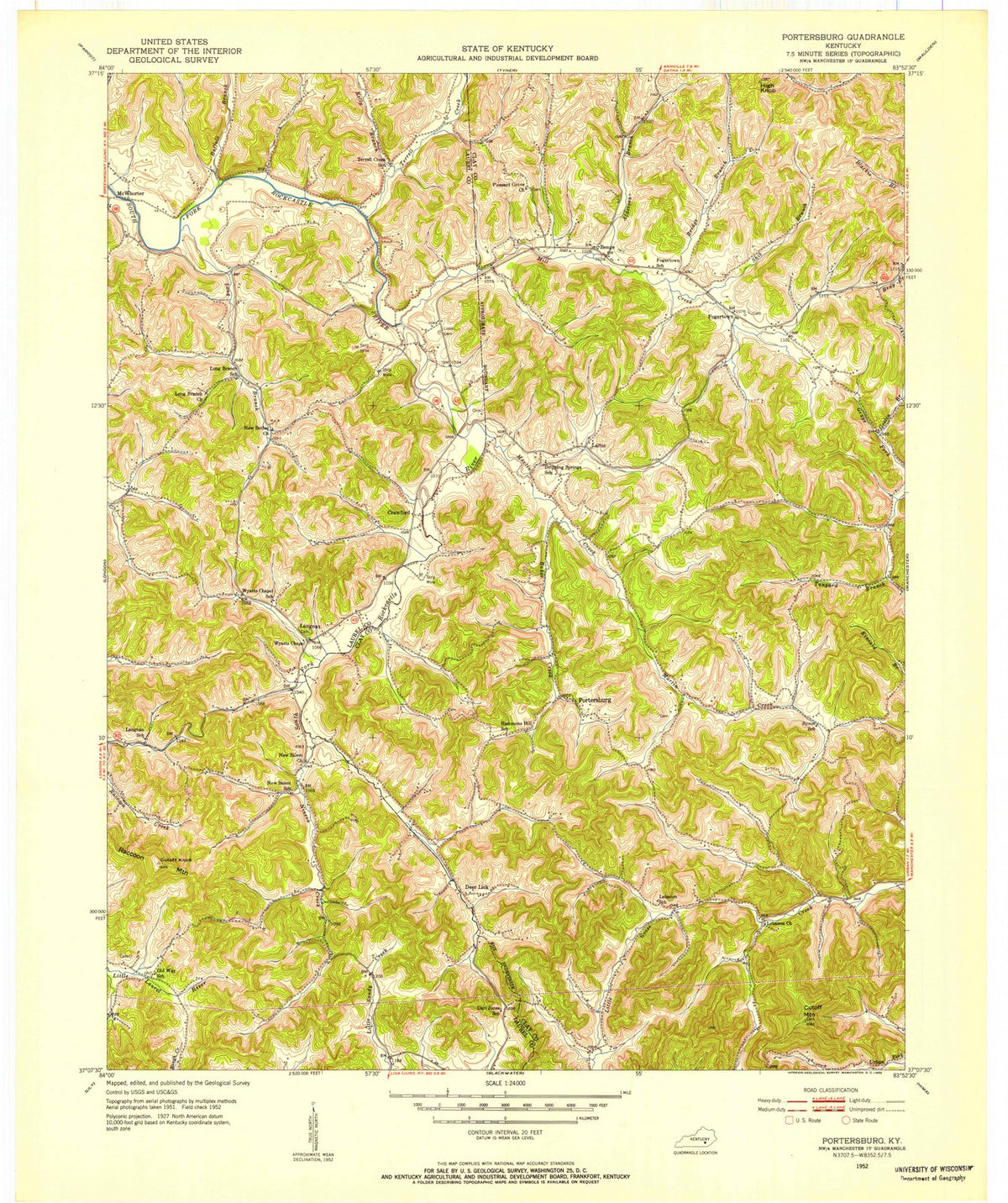 1952 Portersburg, KY - Kentucky - USGS Topographic Map