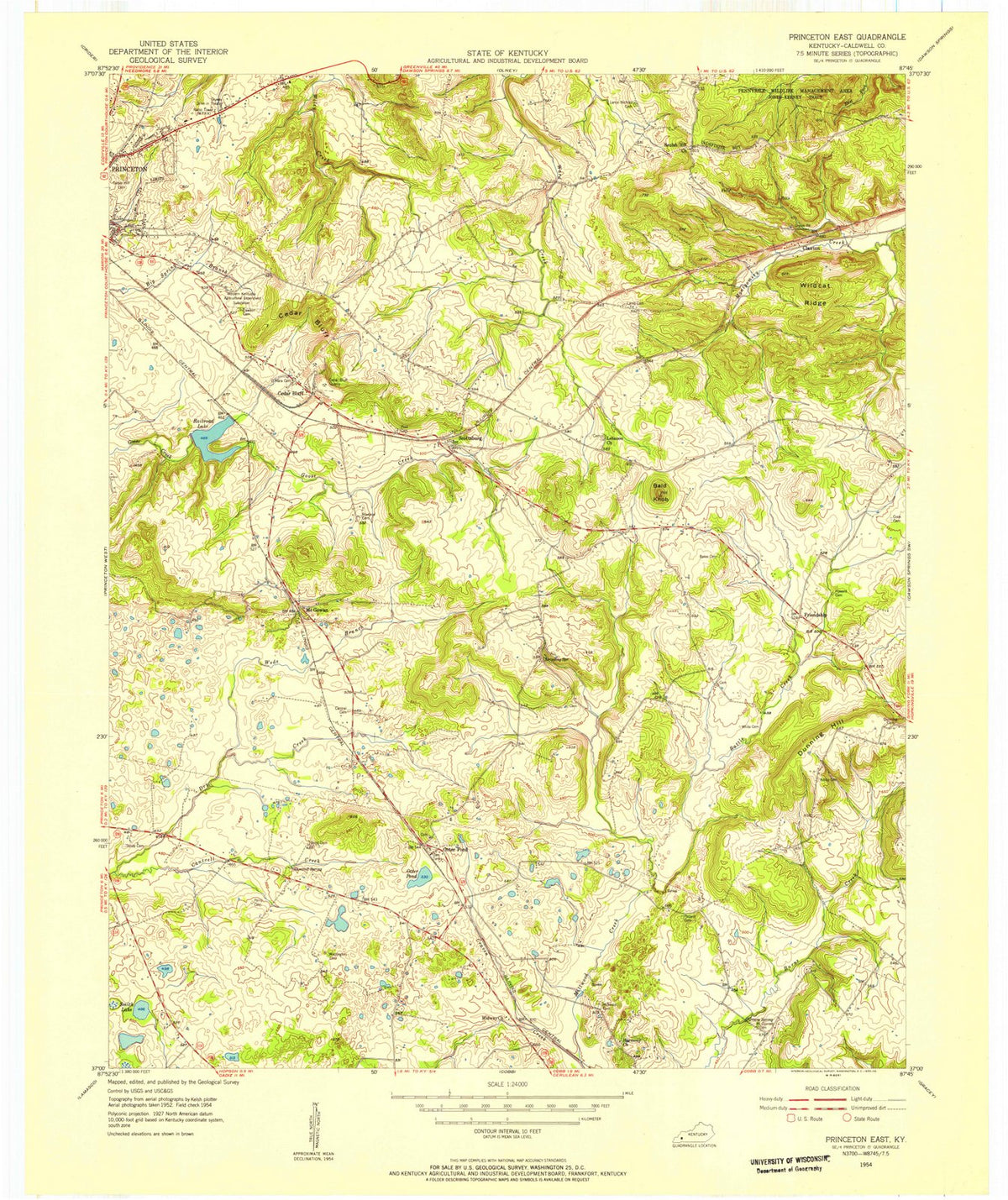 1954 Princeton East, KY - Kentucky - USGS Topographic Map