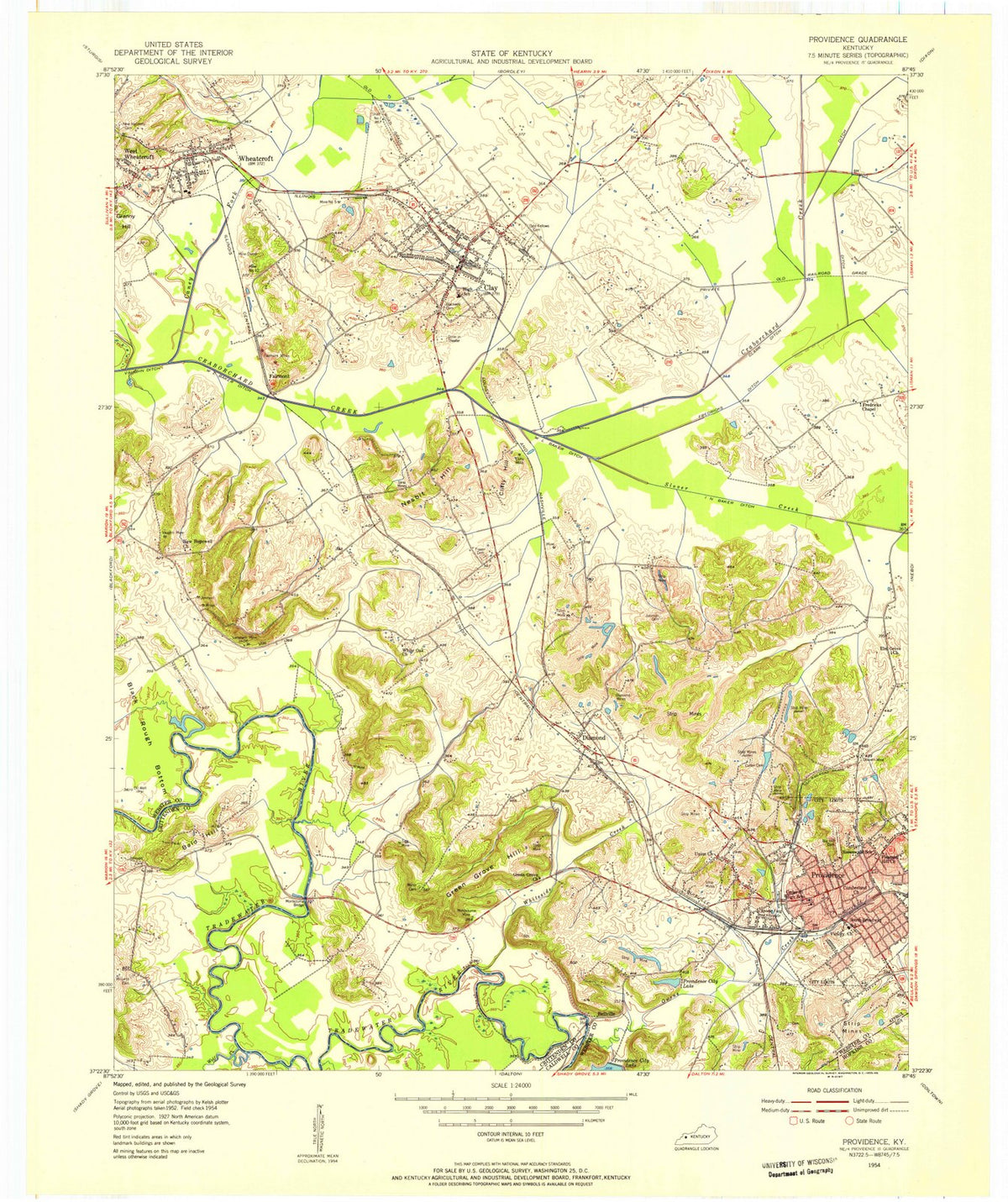 1954 Providence, KY - Kentucky - USGS Topographic Map