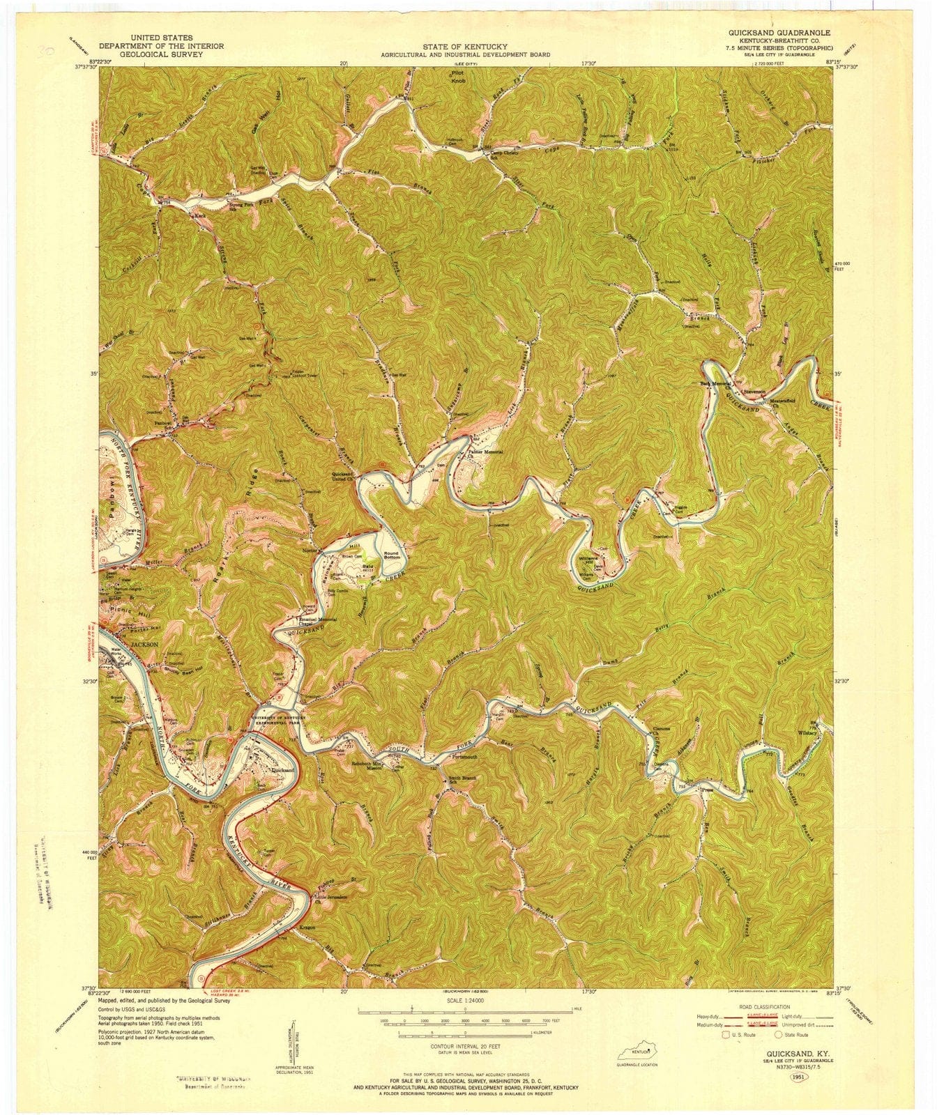 1951 Quicksand, KY - Kentucky - USGS Topographic Map