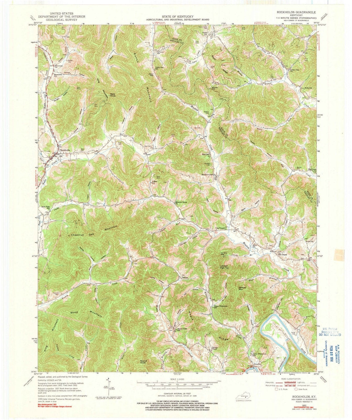 1952 Rockholds, KY - Kentucky - USGS Topographic Map