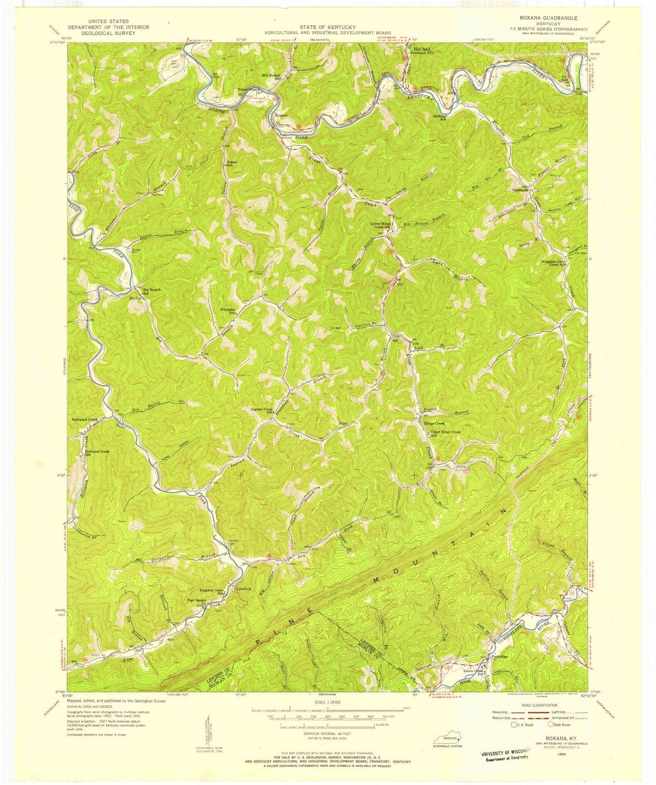 1954 Roxana, KY - Kentucky - USGS Topographic Map