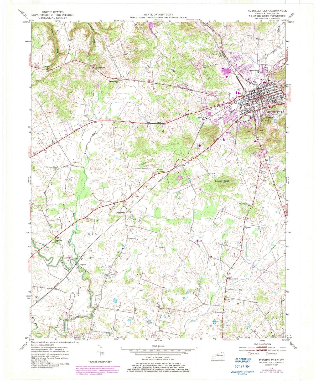 1952 Russellville, KY - Kentucky - USGS Topographic Map