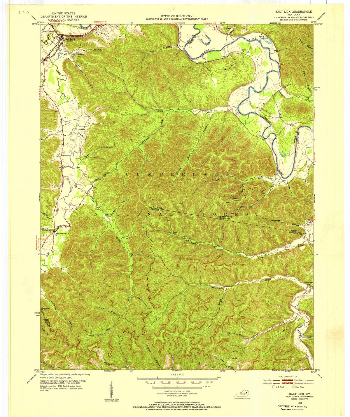 1953 Salt Lick, KY - Kentucky - USGS Topographic Map
