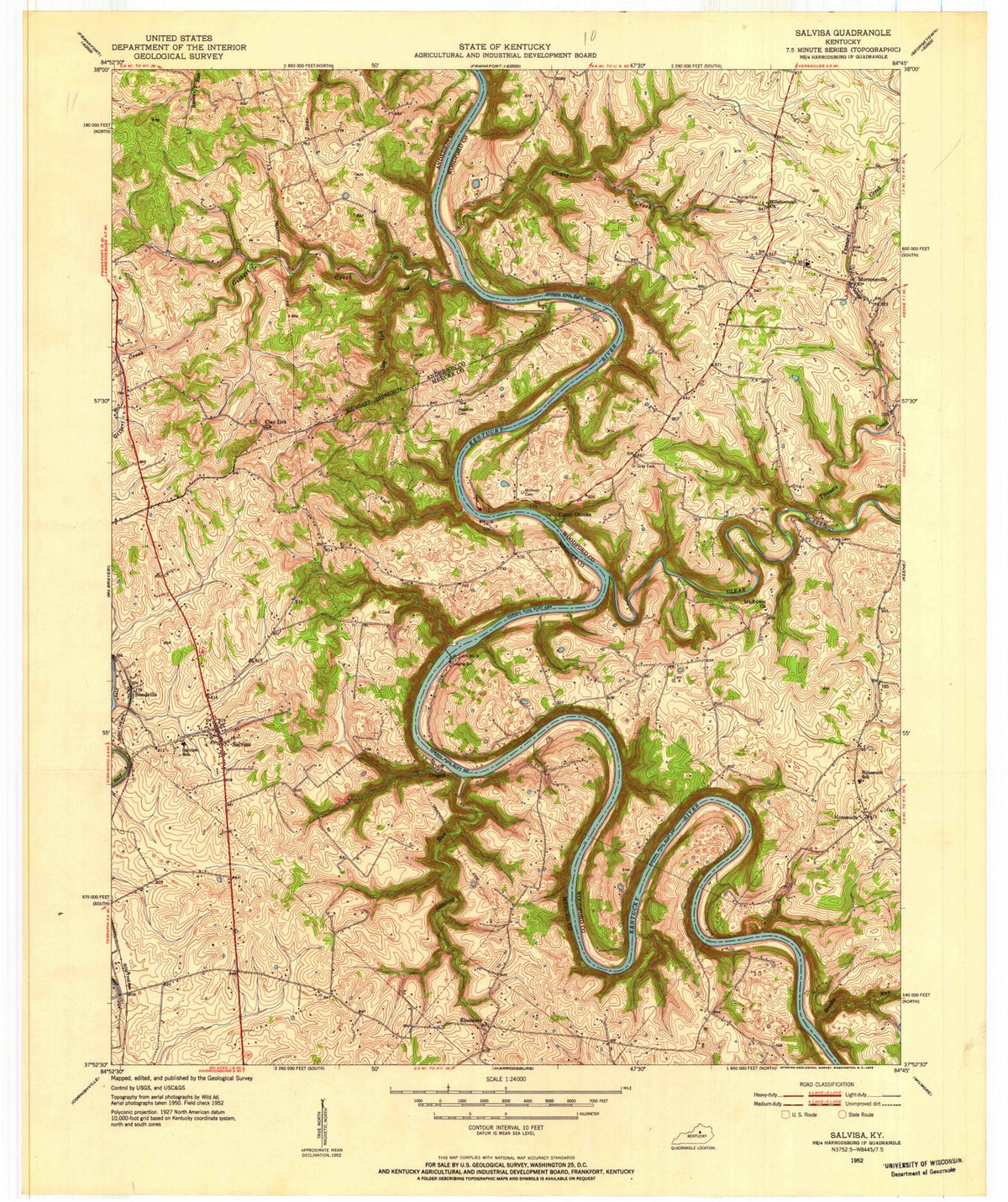 1952 Salvisa, KY - Kentucky - USGS Topographic Map