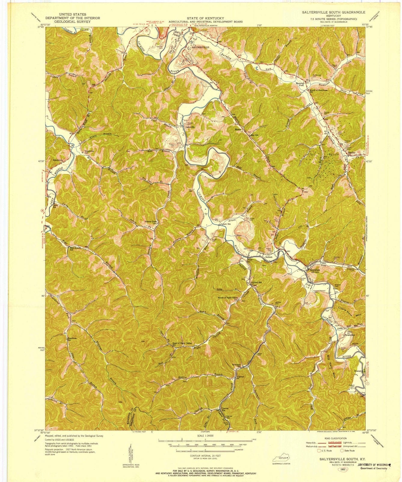 1951 Salyersville South, KY - Kentucky - USGS Topographic Map