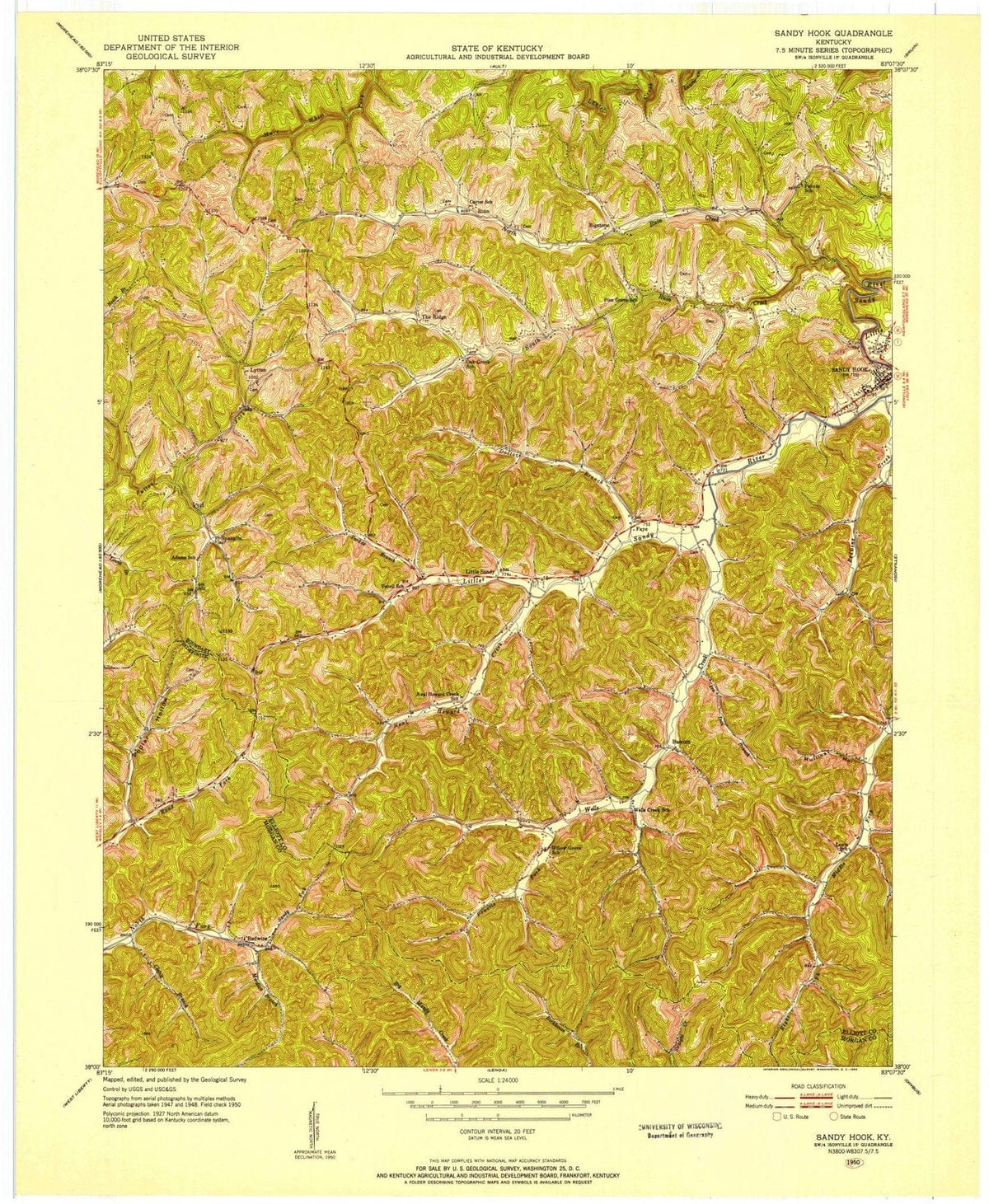 1950 Sandy Hook, KY - Kentucky - USGS Topographic Map