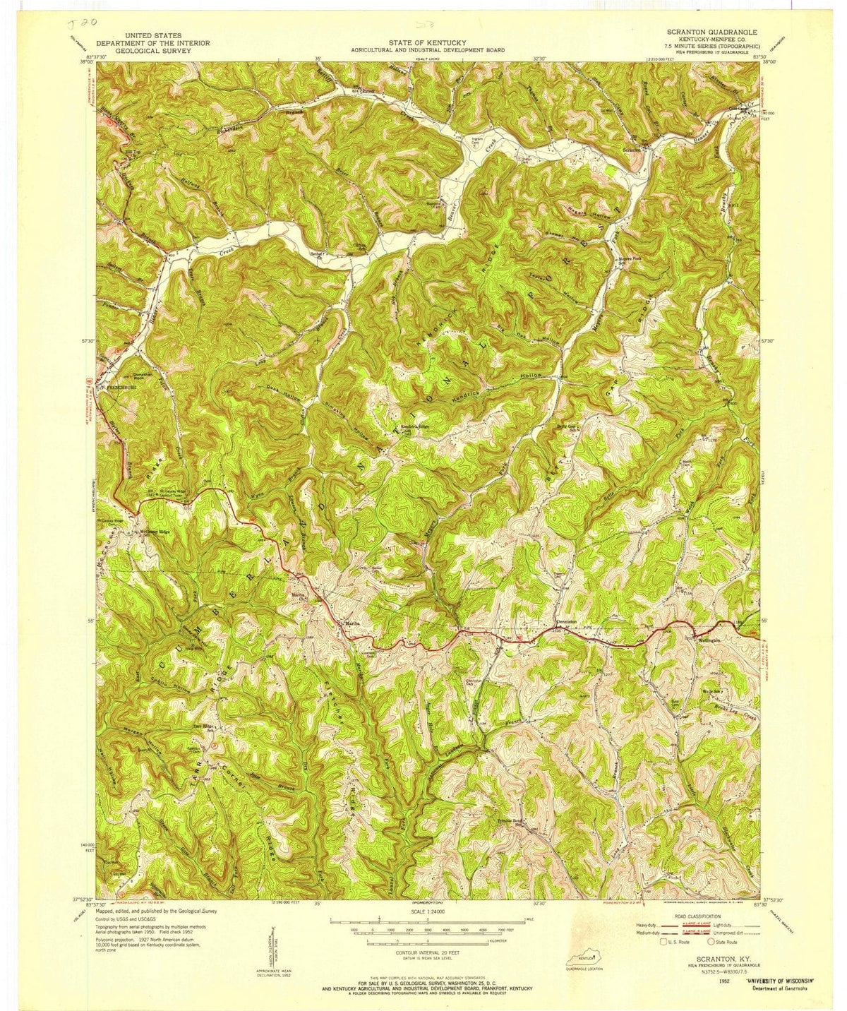 1952 Scranton, KY - Kentucky - USGS Topographic Map