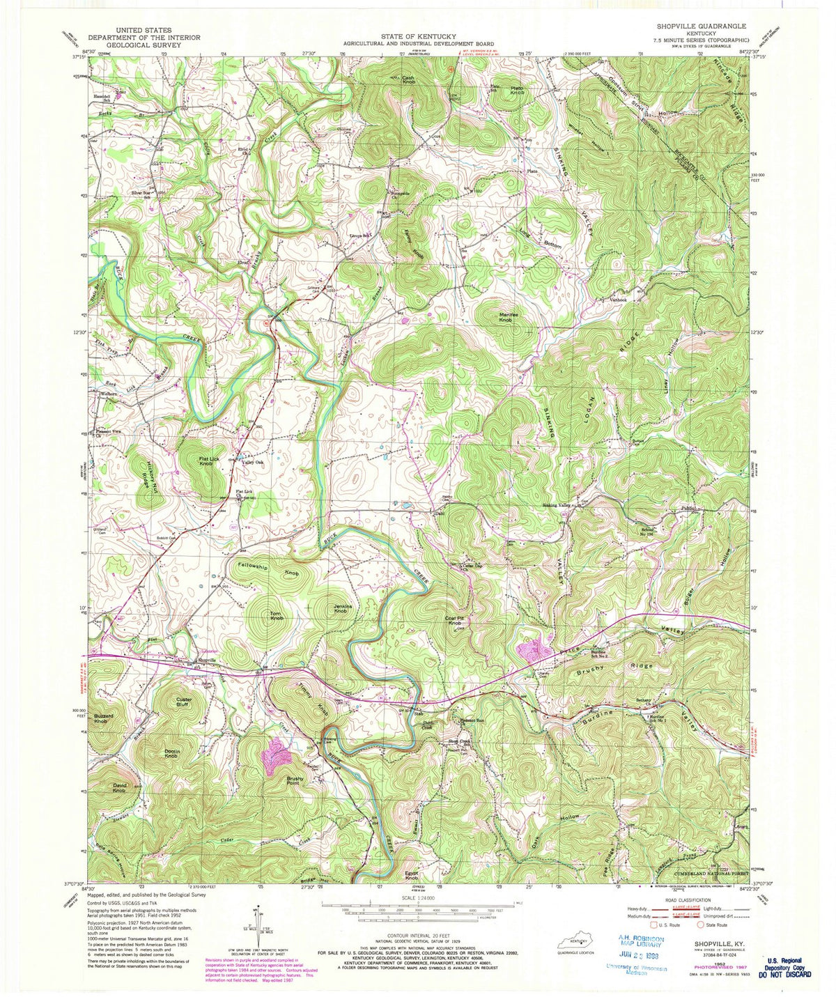 1952 Shopville, KY - Kentucky - USGS Topographic Map