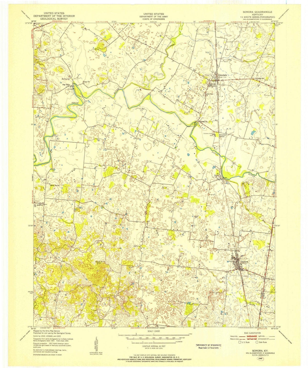 1949 Sonora, KY - Kentucky - USGS Topographic Map