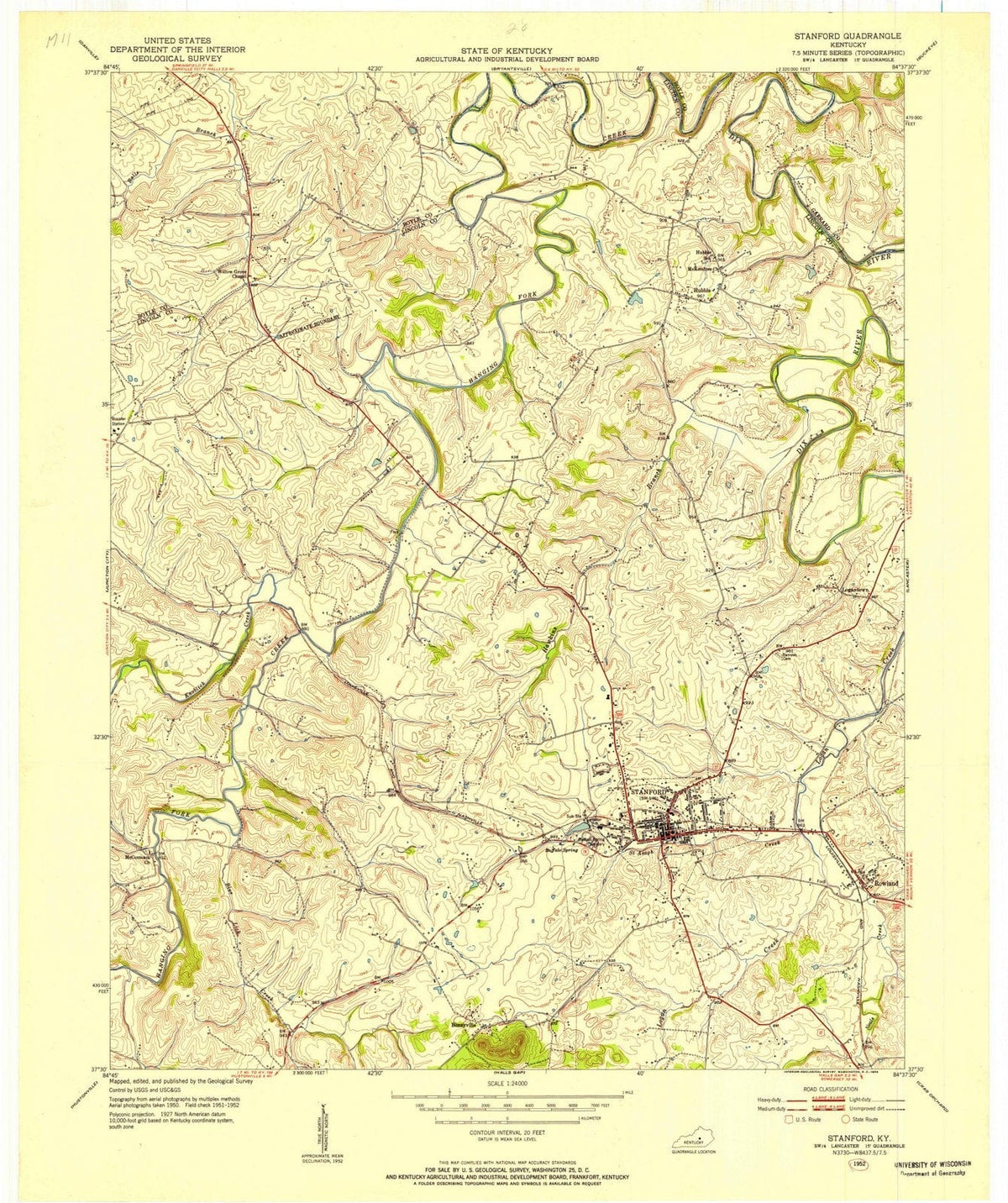 1952 Stanford, KY - Kentucky - USGS Topographic Map