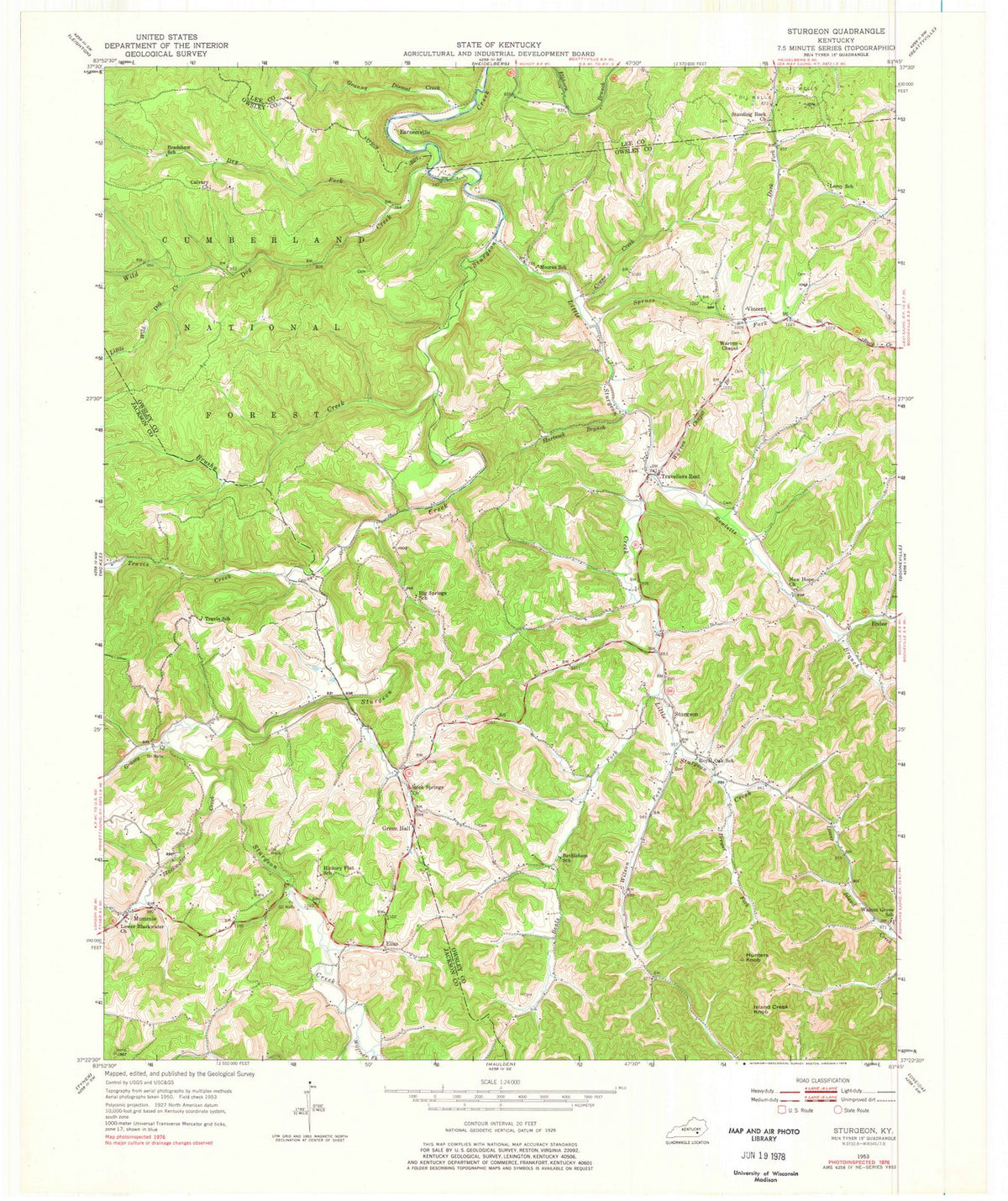 1953 Sturgeon, KY - Kentucky - USGS Topographic Map