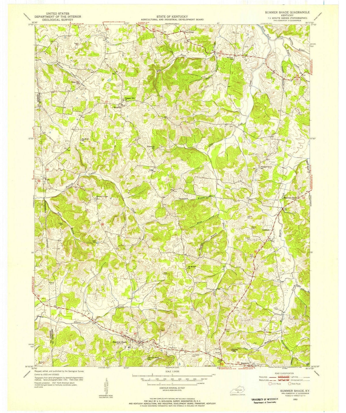 1953 Summer Shade, KY - Kentucky - USGS Topographic Map