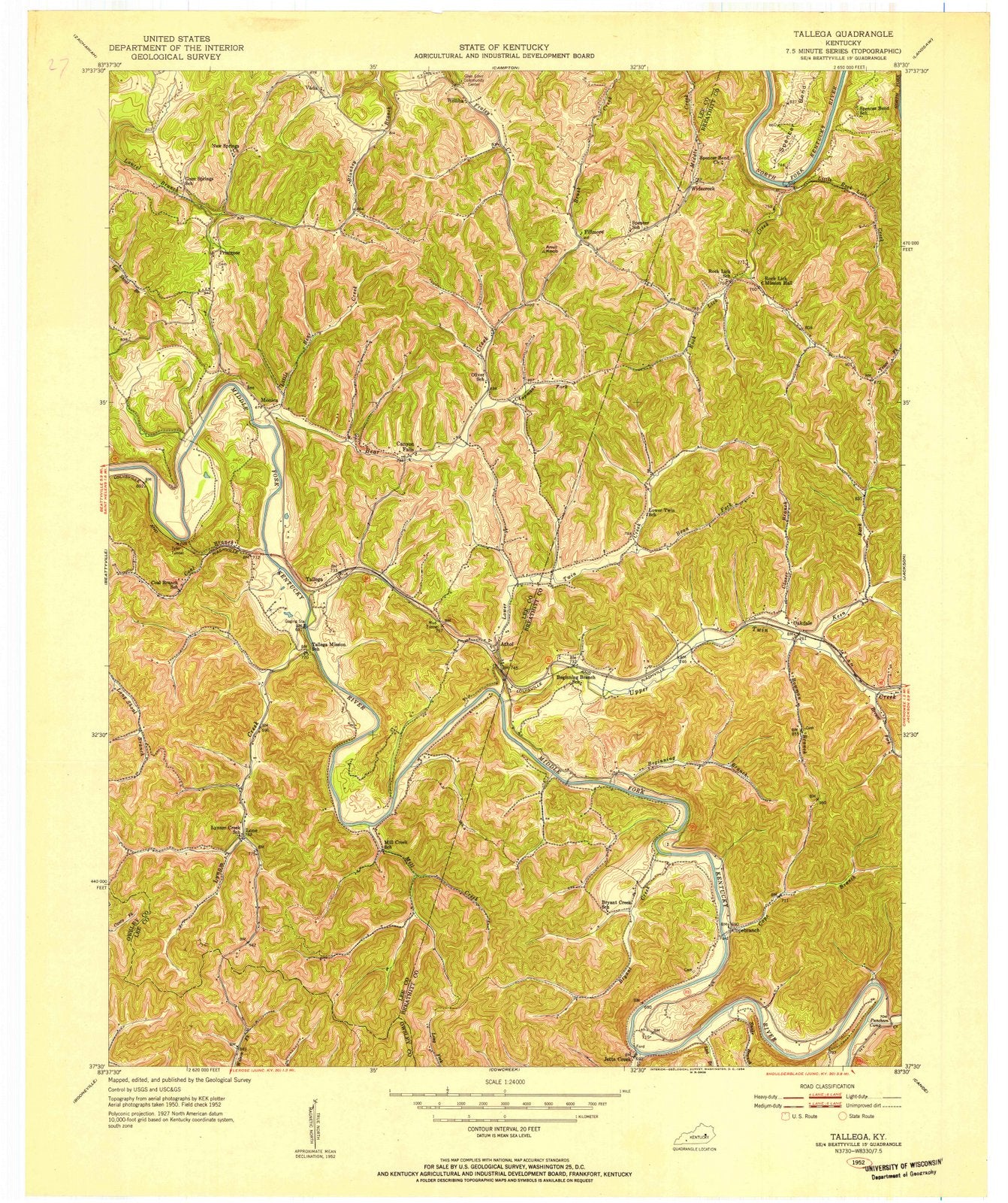 1952 Tallega, KY - Kentucky - USGS Topographic Map