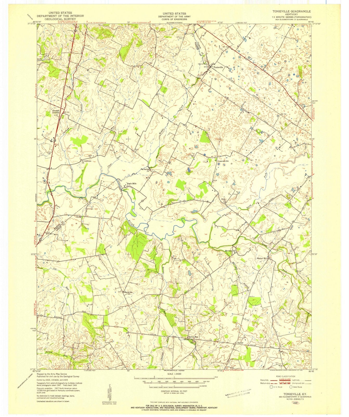1949 Tonieville, KY - Kentucky - USGS Topographic Map