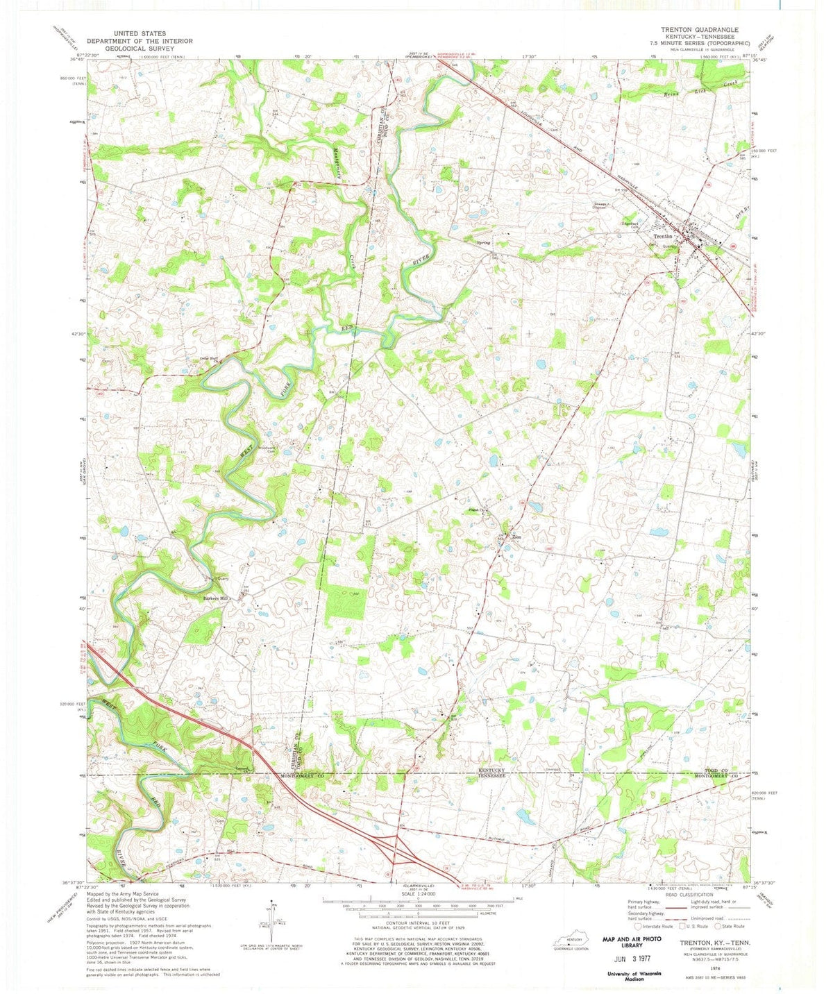 1974 Trenton, KY - Kentucky - USGS Topographic Map
