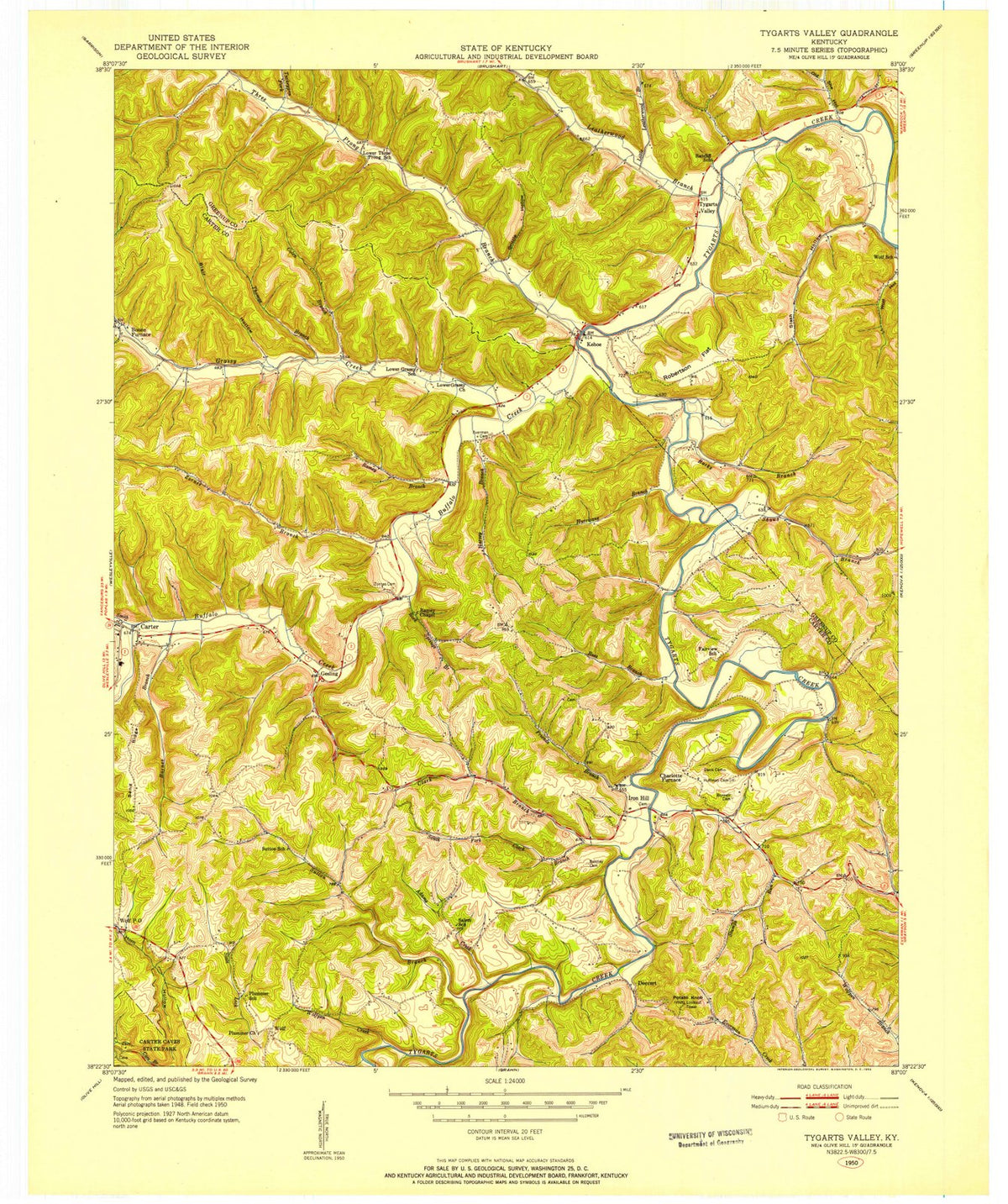 1950 Tygarts Valley, KY - Kentucky - USGS Topographic Map